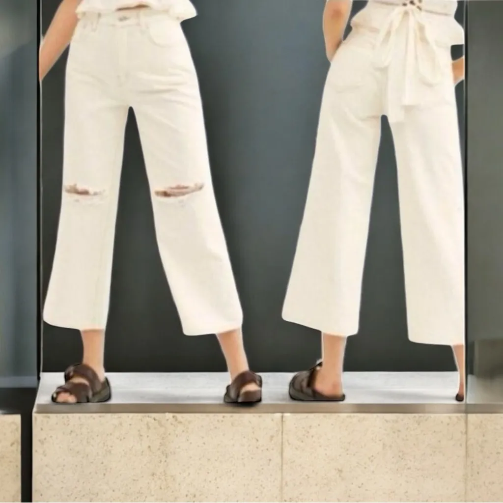 We The Free By Free People Ranger Ripped Crop Wide Leg Jeans In Size 29 - Image 8