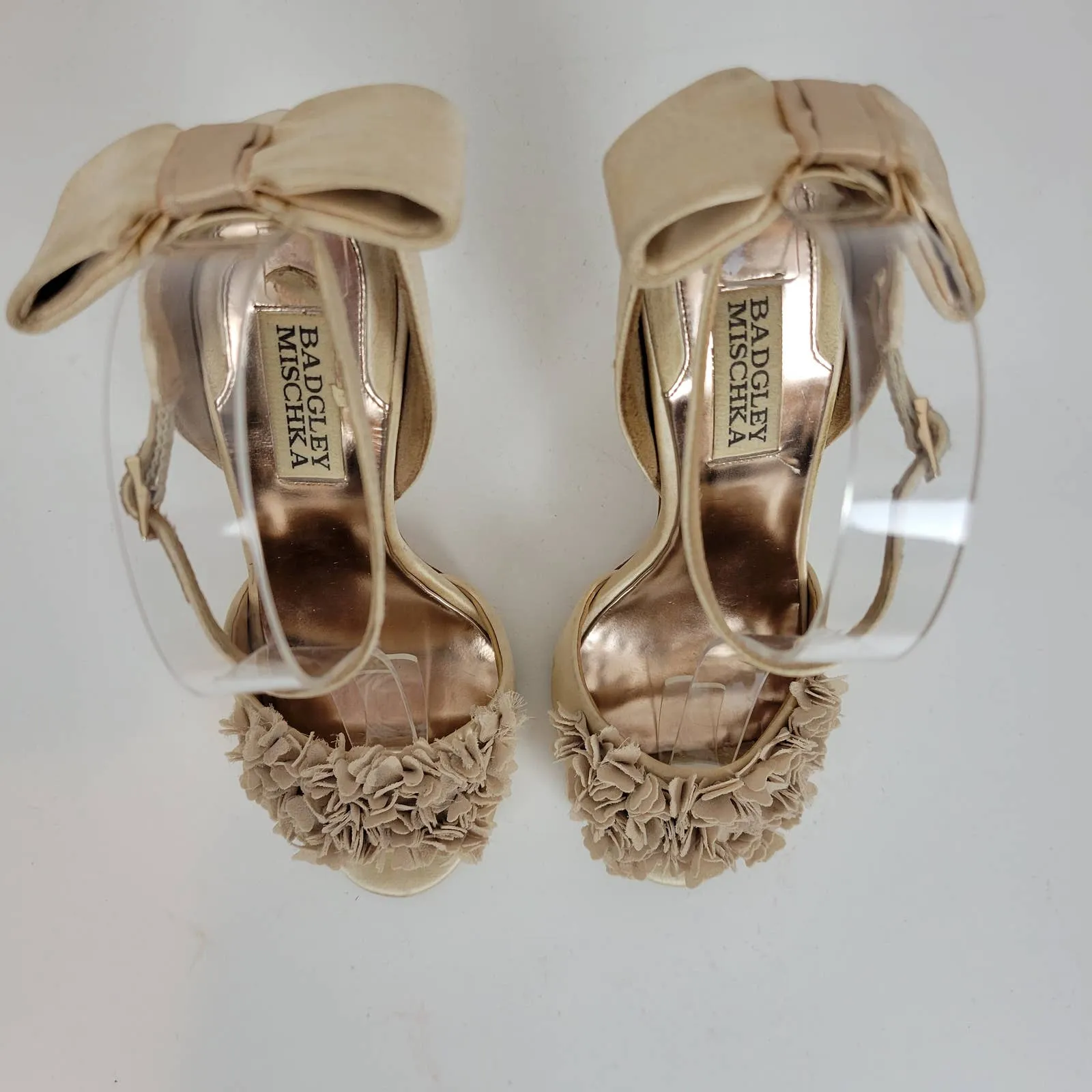 Badgley Mischka LELAH Womens Sandal‎ Size 5.5 Cream Frilly Wedding Bridal Heels - Image 11