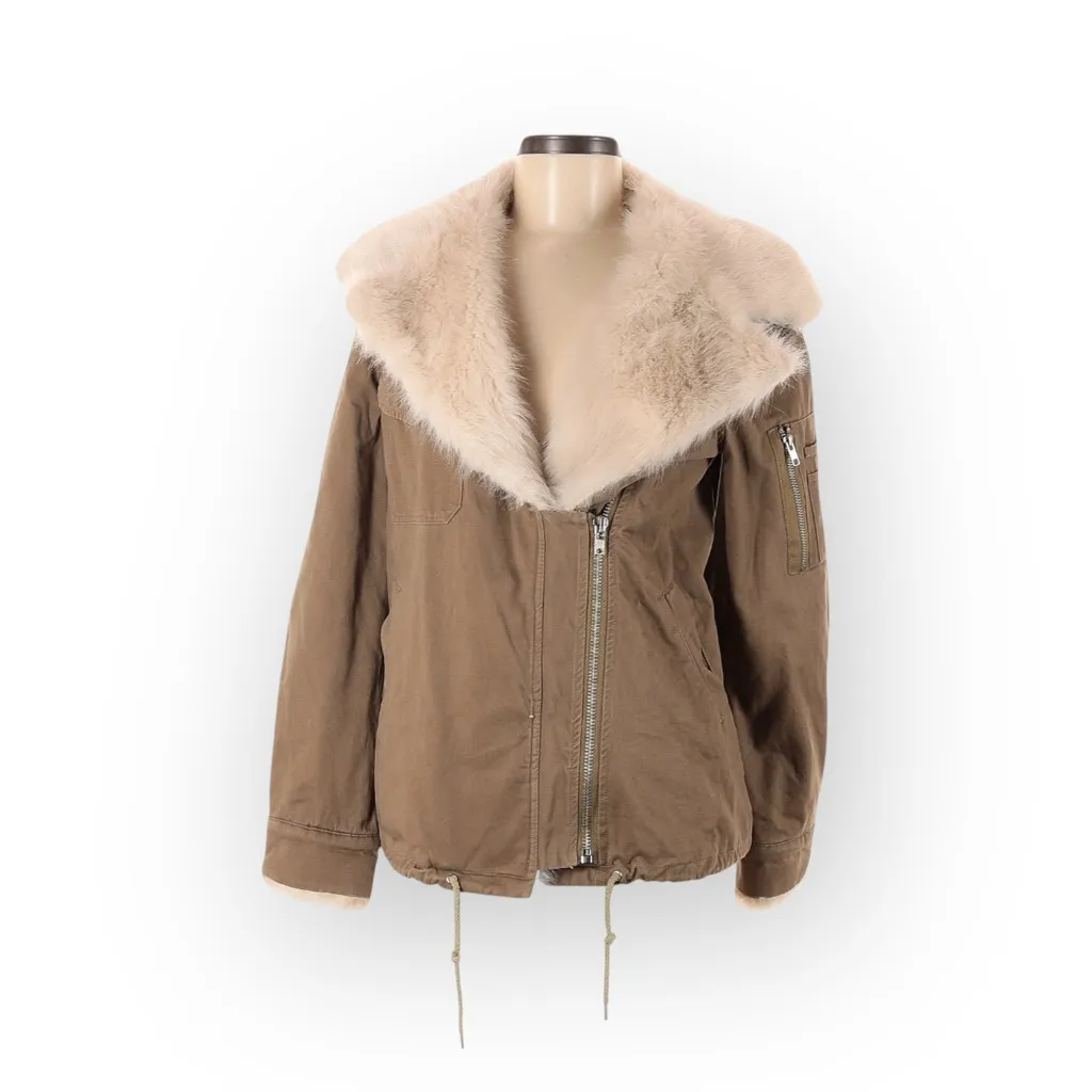 Deadstock: new UNIF 𖤐 Army Faux Fur Sherpa Utility Military Jacket 𖤐 Olive M - Image 3