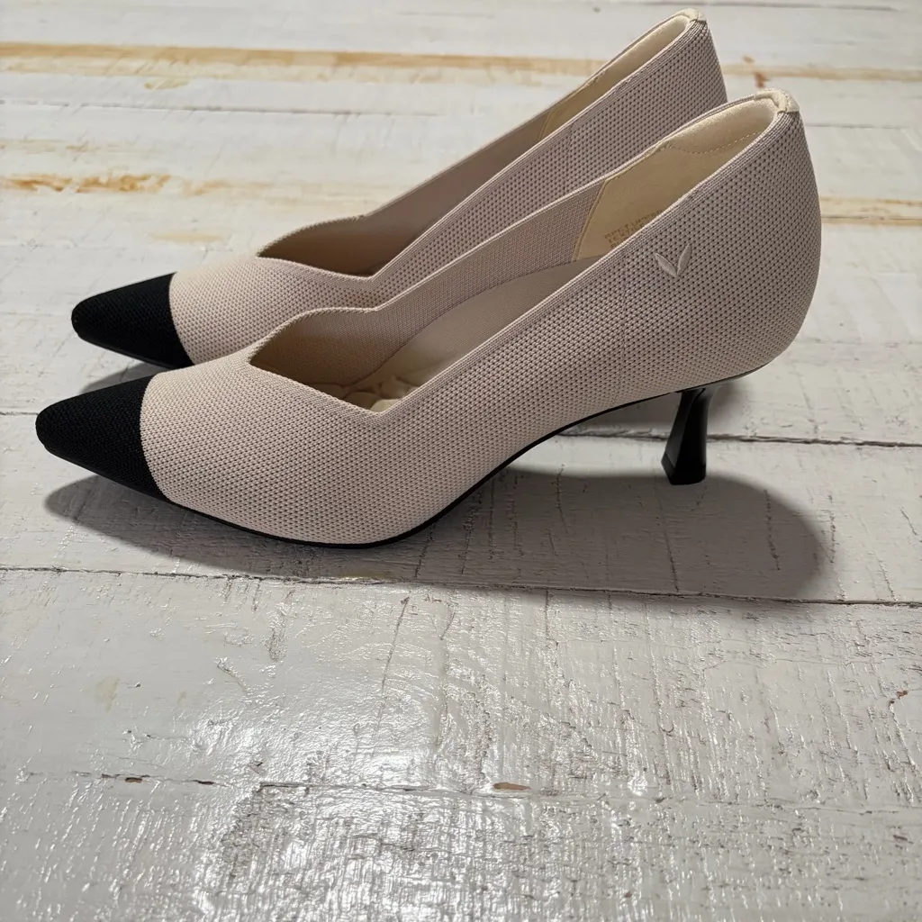 Vivaia Anna Pointed Toe Mid Heels EU size 40 US size 9 Cream Ivory/Black Pumps Black - Image 4