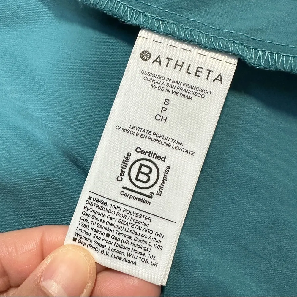 Athleta Levitate Poplin Tank Top Button Front Outdoor UPF 50+ Borealis Green SP - Image 11