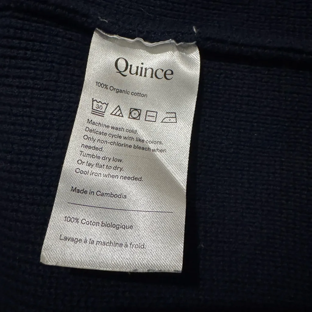 Quince Organic Cotton Sweater Jacket size Small in Navy - Image 6