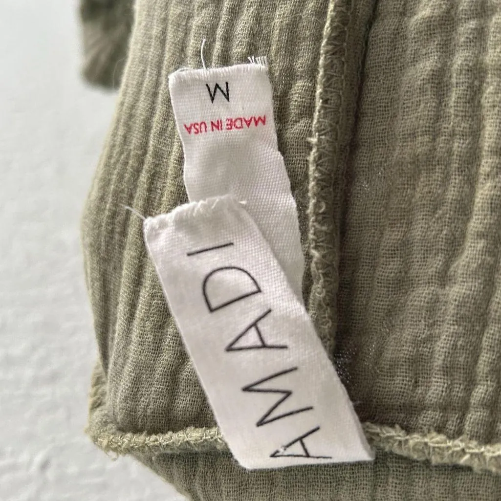 Amadi Anthropologie Maella Off-The-Shoulder Gauze Dress Green Sz Medium - Image 6