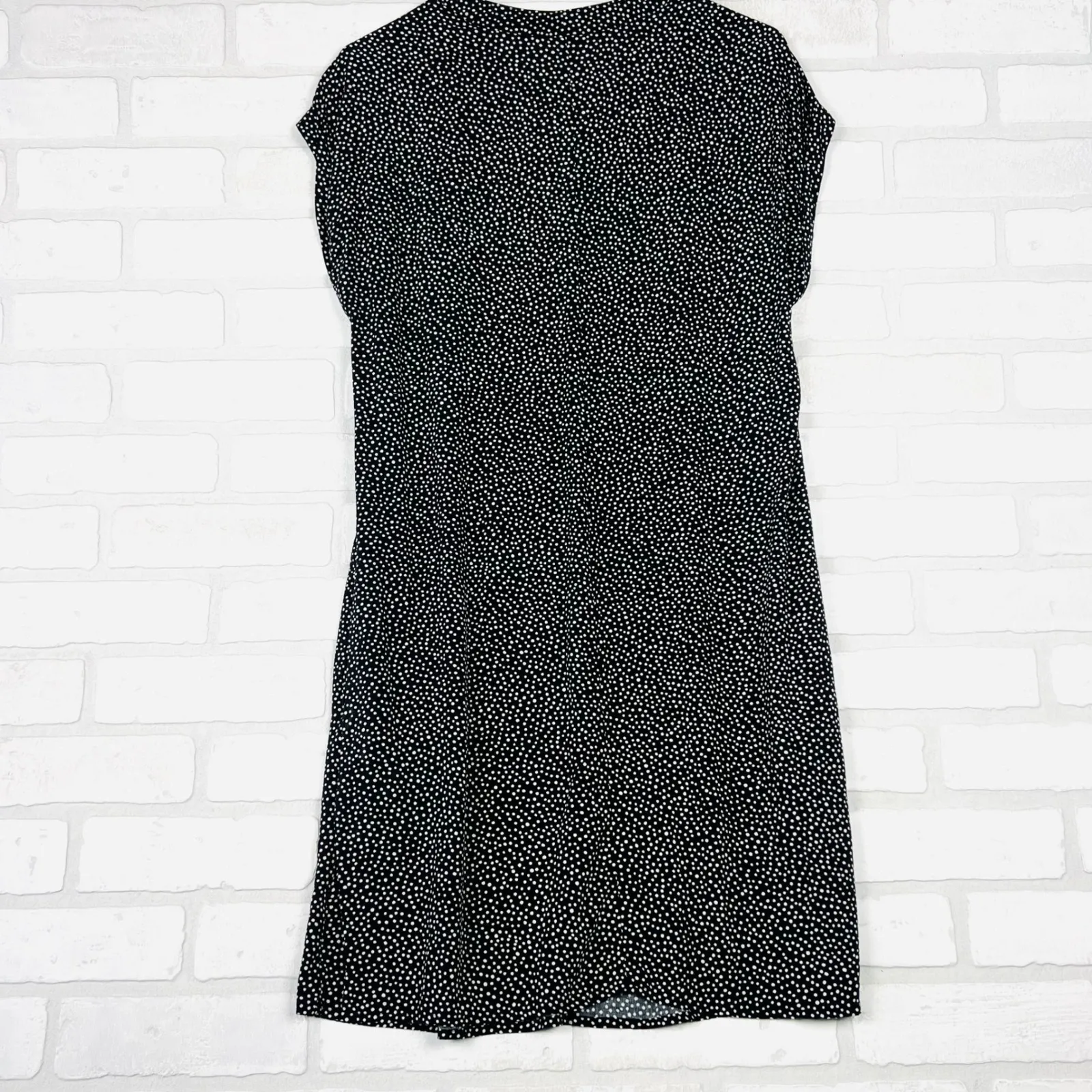 GAP Black White Polka Dot V Neck Short Sleeve Knee Length Casual Dress Women's S - Image 8