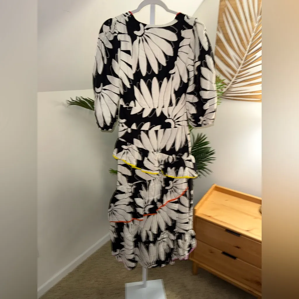 FARM Rio‎ x Anthropologie Cutout Tiered Linen Maxi Dress XS - Image 7