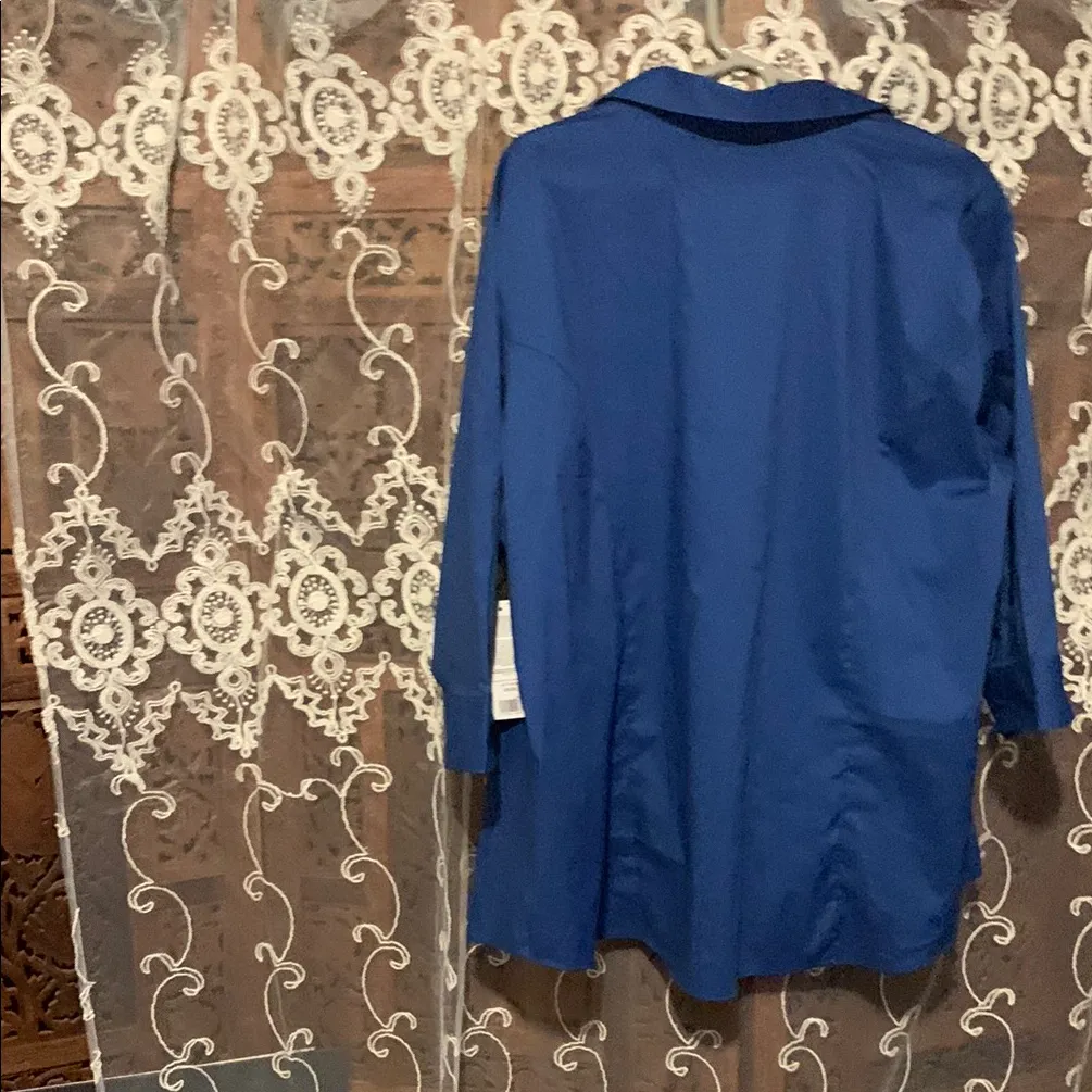 Riders by Lee Blue 3/4 Sleeve Notched Collar Shirt - Image 3