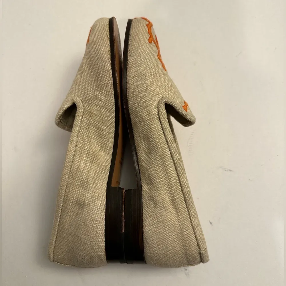 Stubbs & Wotton “Tree Branch" Tweed Slippers Loafers in Tan/Orange 6.0 Orange - Image 9