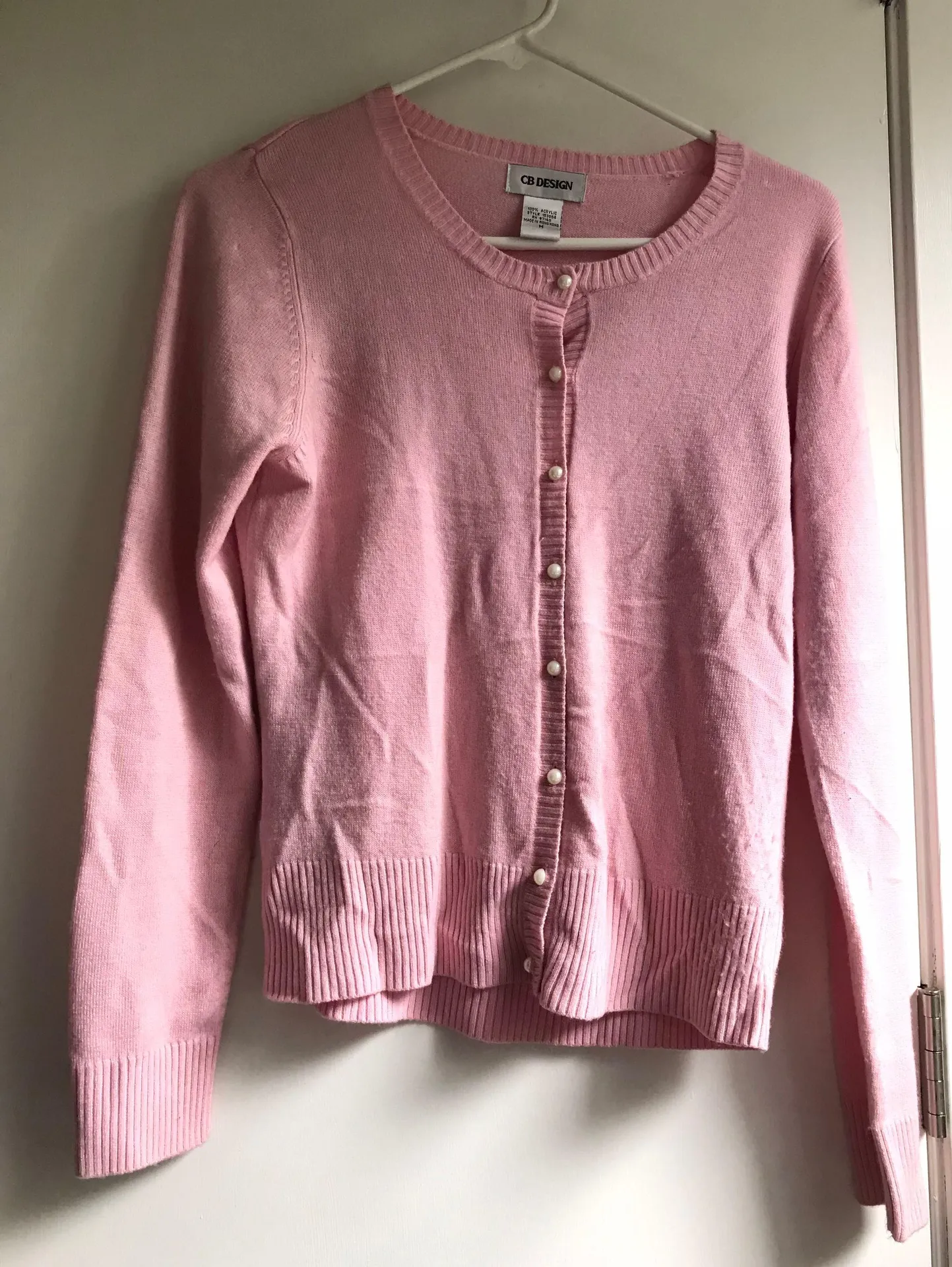 CB Design Pearl Button Down Cardigan Pink Size M - Image 2
