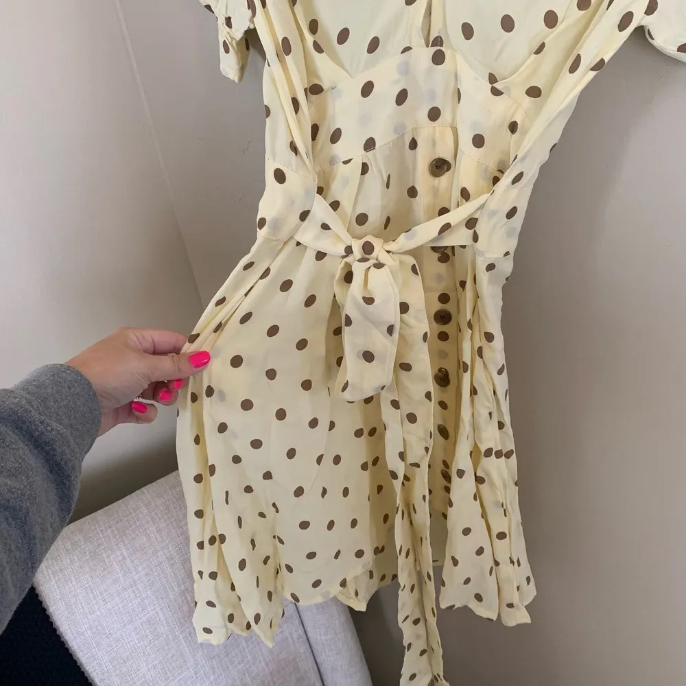 Revolve Faithfull the Brand Vanelli Polka Dot Mini Dress Size Small Tie Waist Button - Image 6