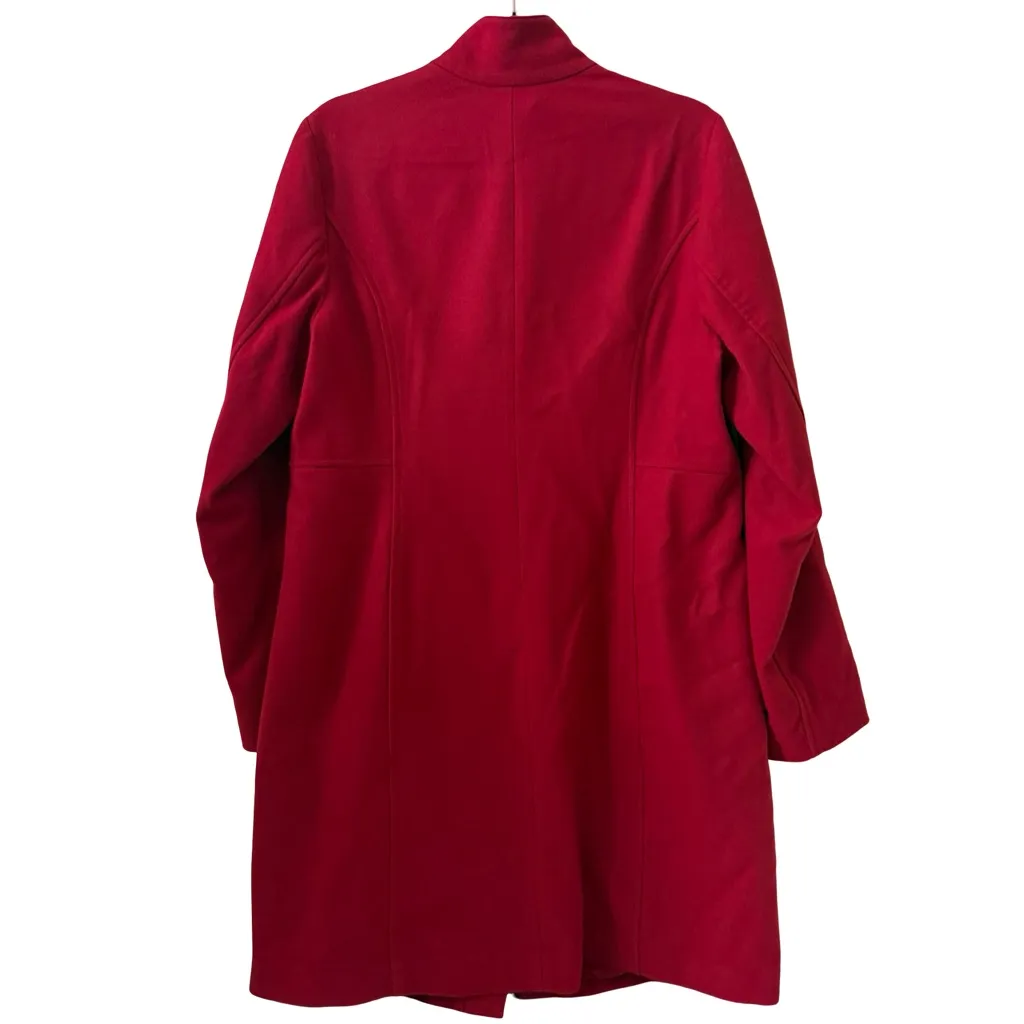 J Jill Womens  Pea Coat RED Button Pockets Fall Winter Lined SZ M - Image 2