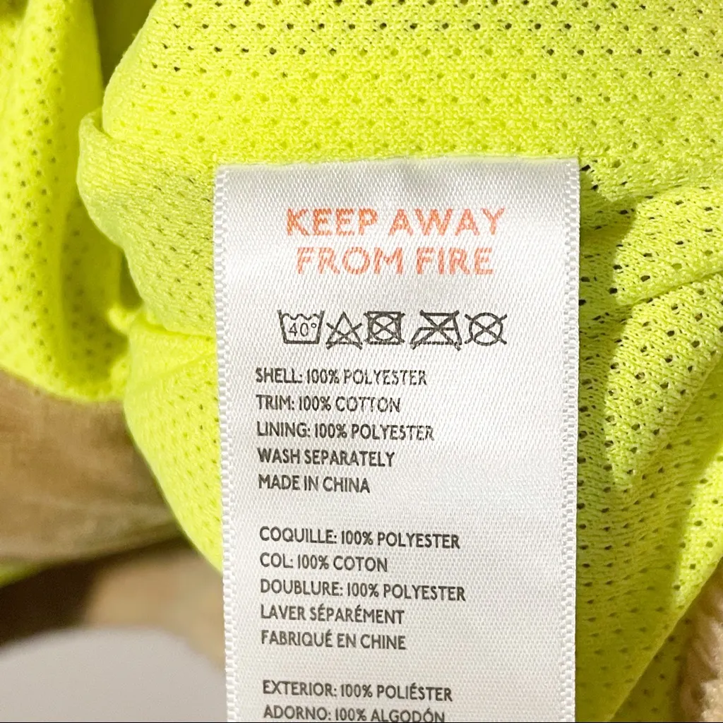 Urban Outfitters BDG Small Tan Neon Trim Teddy Bear Sherpa Full Zip‎ Jacket - Image 4