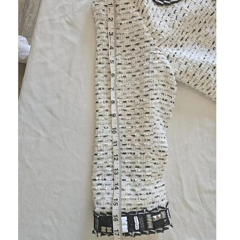 WHBM Embellished Tweed Boucle Cropped Blazer Jacket Sz 6 Career Wear Office - Image 6