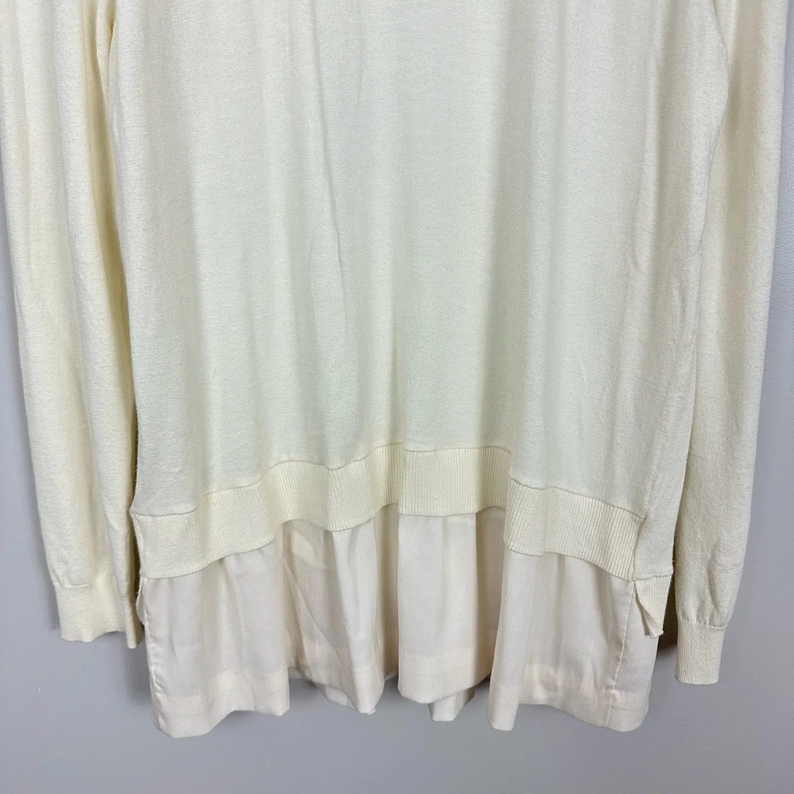 Ted Baker Yaline Ruffle Hem Woven Sweater Ivory Size Large - Image 8