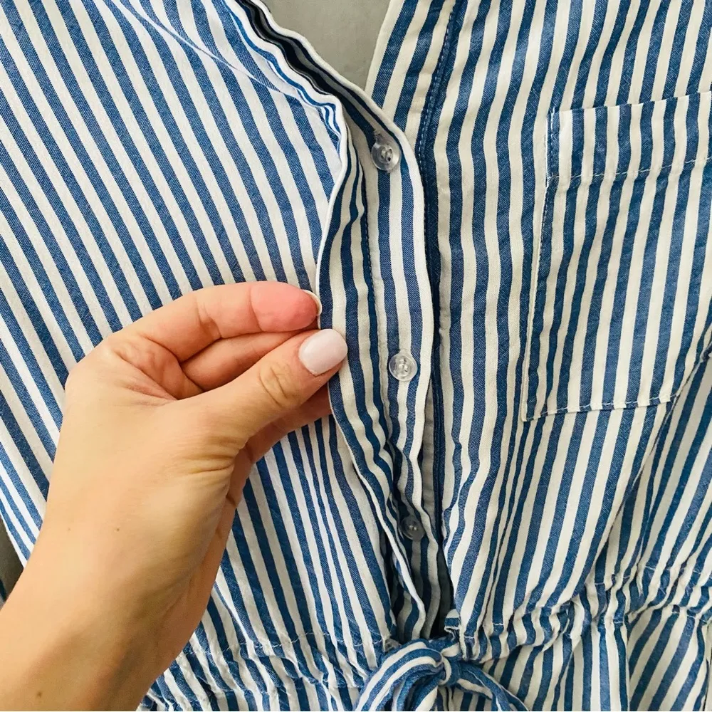 Lulus Lifestyle Striped Long Sleeve Shirt Dress Blue/White Sz XS - Image 5