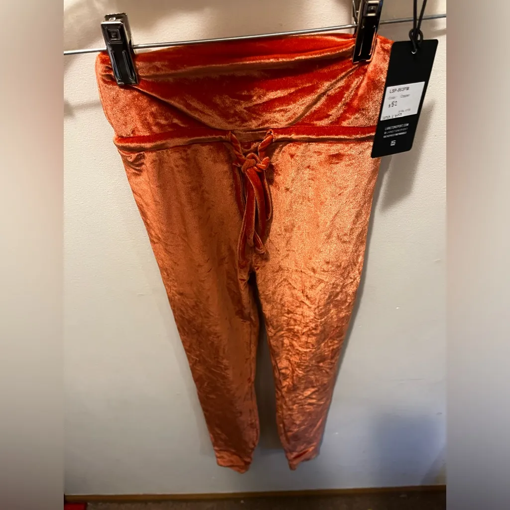 NWT Lanston sport copper velvet‎ two piece set jogger bra sz XS Orange - Image 8