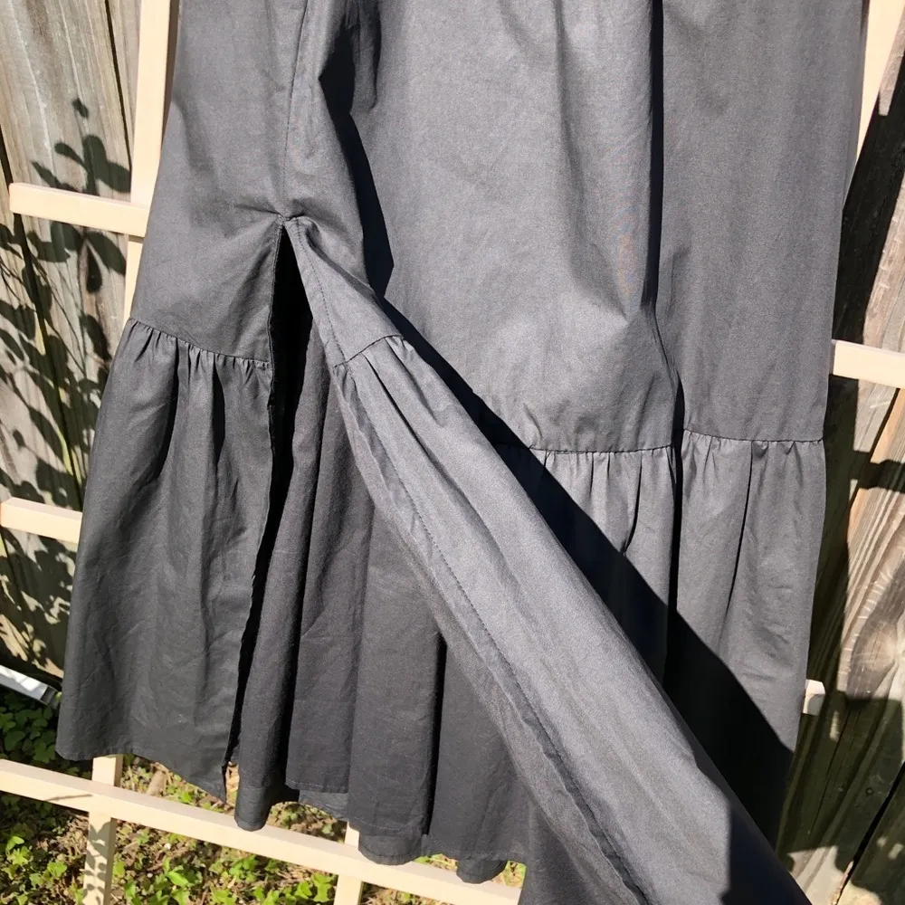 the Label Poplin Puff Sleeve Tiered Midi Dress Black - Size Small - Image 12