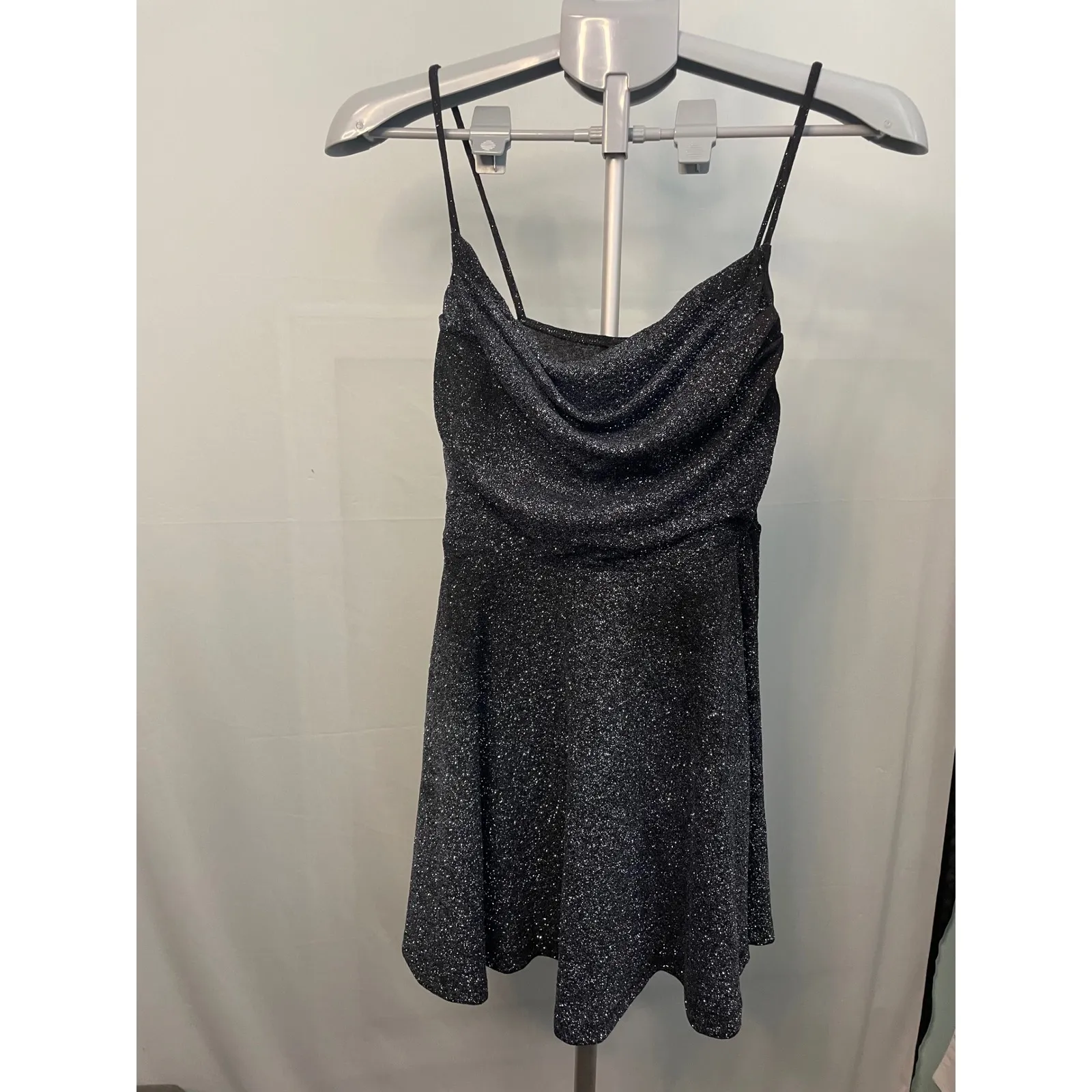 Windsor Mini Dress Black Silver Sparkle‎ Sleeveless Party Cocktail Dress L - Image 2