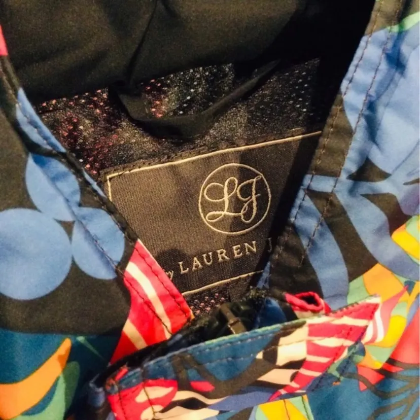 Lauren James Windbreaker Pullover Rain Jacket Small New Floral Bold - Image 9