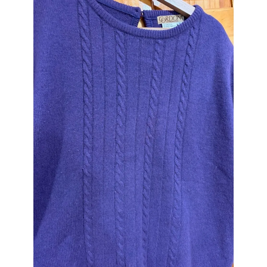 Gordon of Philadelphia Purple Lambswool Angora Cable Knit Sweater Vest Small - Image 3