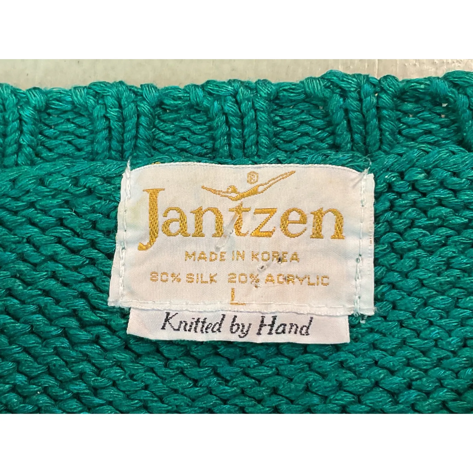 Jantzen Emerald Green Knit Horse Sweater Women's Size L Novelty Acrylic Silk L - Image 3
