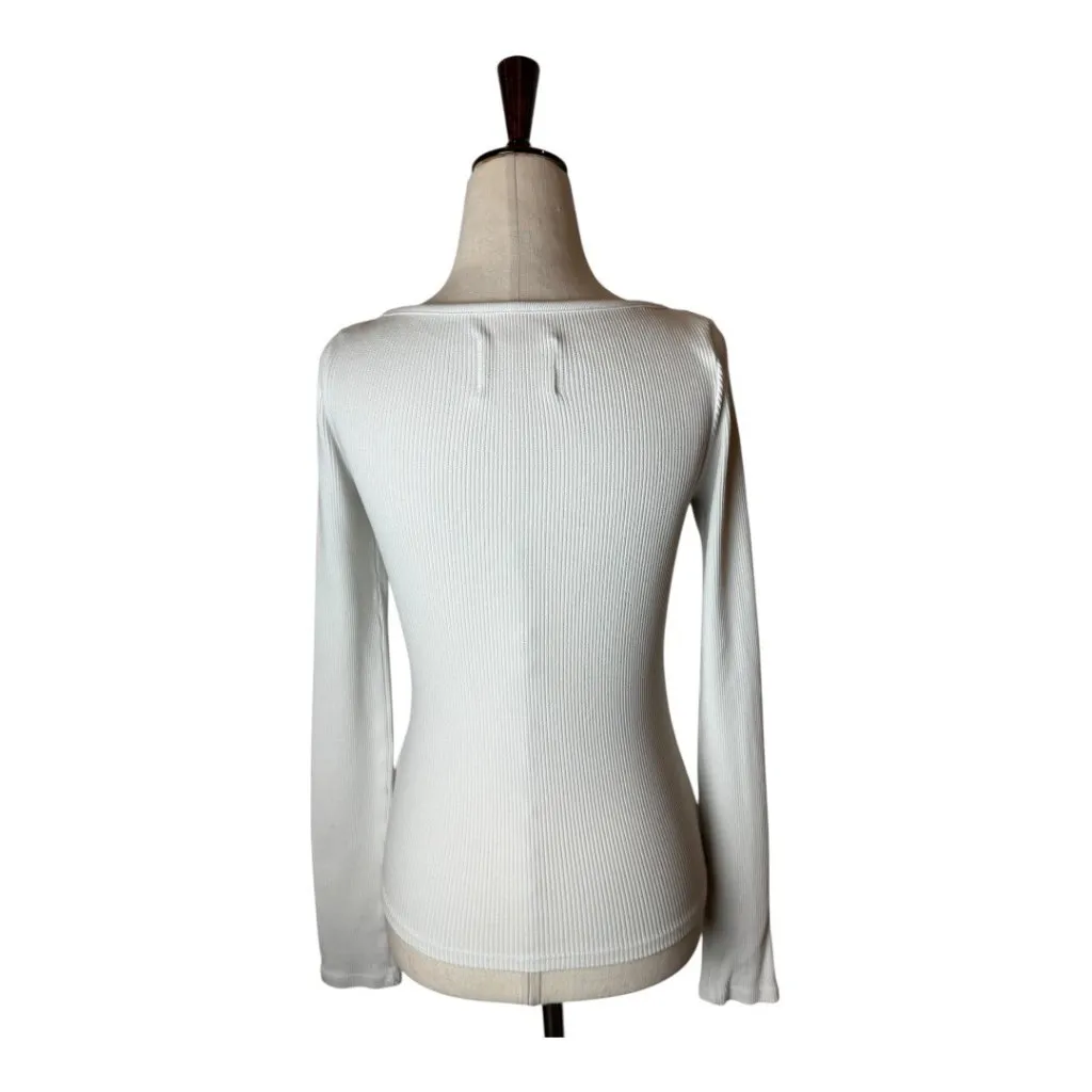 Citizens of Humanity Shirt Women XS White Iris Ribbed Cutout‎ Neck Top Tee Sexy - Image 3