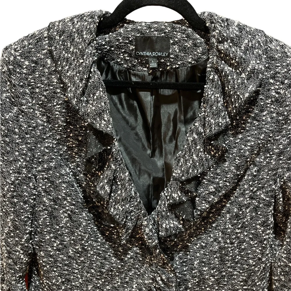 Cynthia Rowley Ruffled Tweed Crop Blazer - Image 4