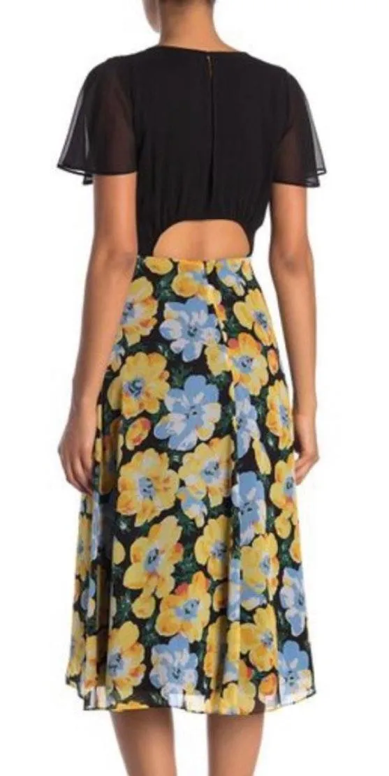 Coan Floral Cutout Chiffon Midi Dress - Image 2