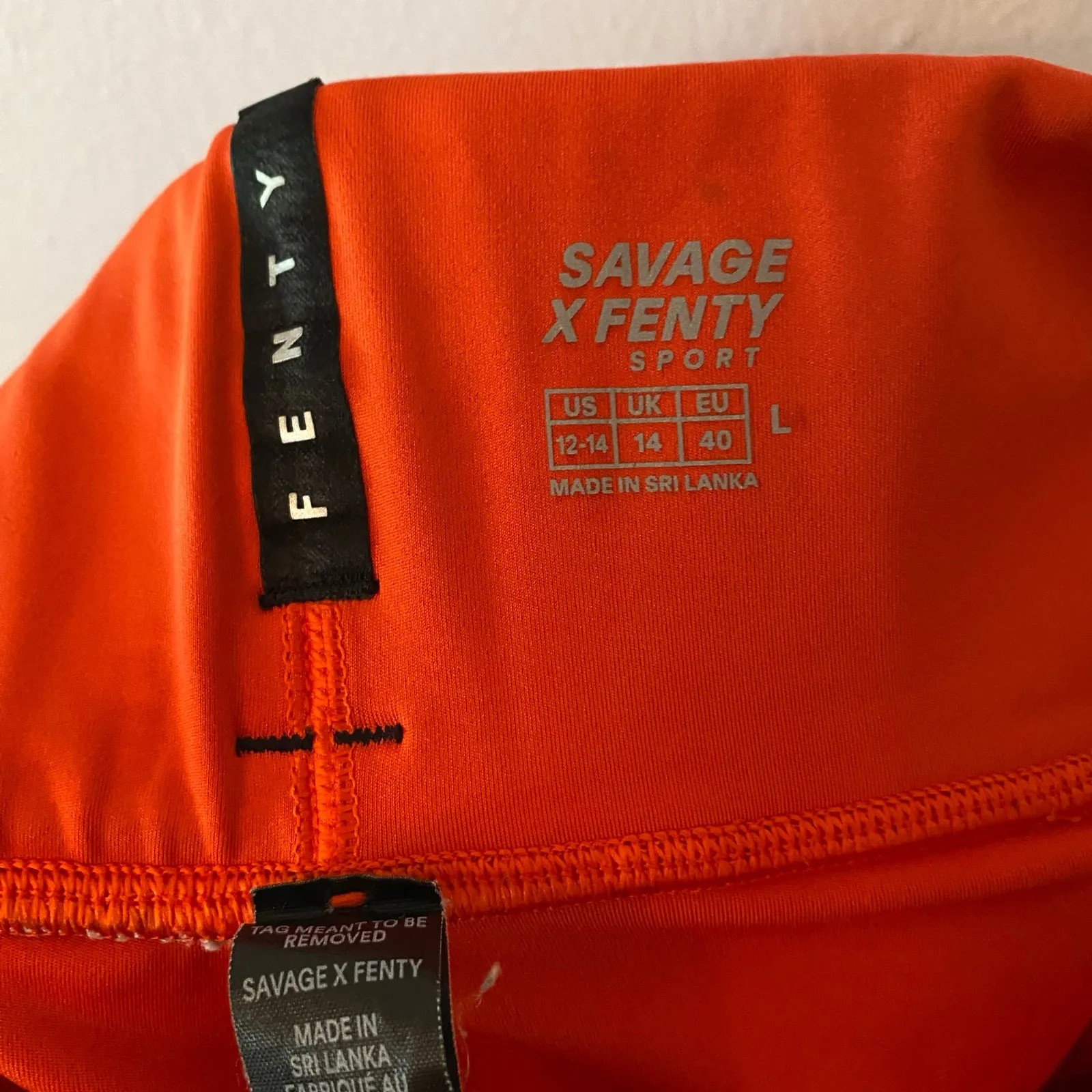 Savage X Fenty Sport Orange Biker Shorts Workout Women's size 12 / 14 Large - Image 2