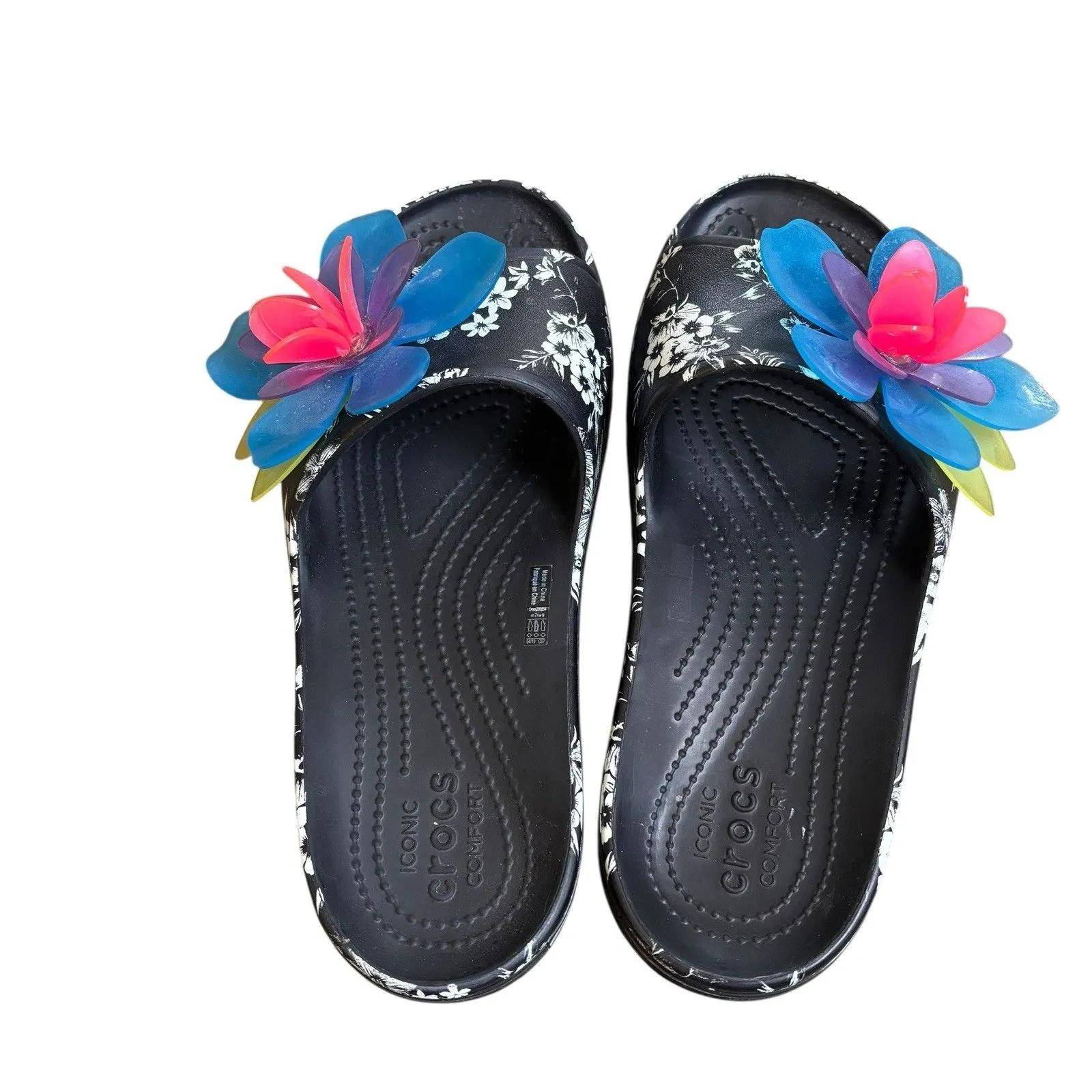 Crocs Platform Hypertropic Black Floral Slide Women’s Sz 9 Summer Vacation Rare! - Image 6