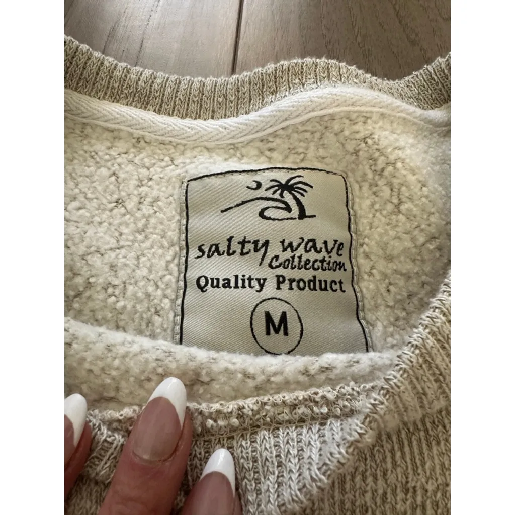 Women's Salty Wave Collection Beige St. Pete Beach Crew Neck Sweater M Brown Size M - Image 3
