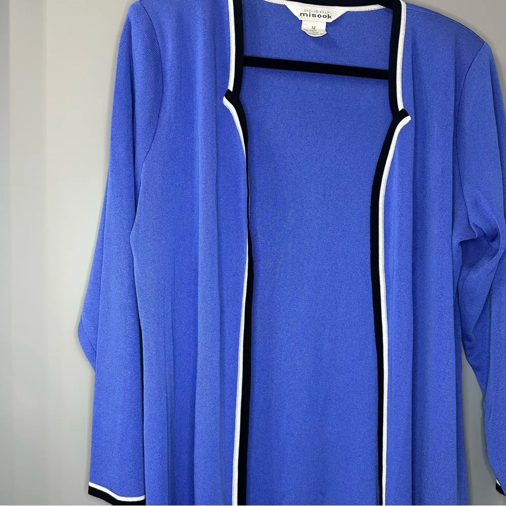 Misook Cardigan Open Front Blue Cardigan Size Medium Lightweight Ponte Knit - Image 2