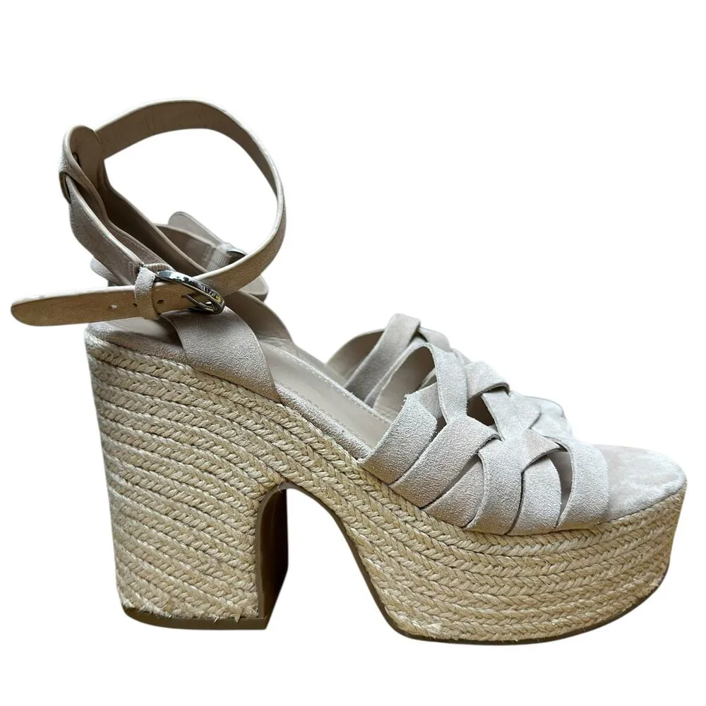 MARC FISHER LTD Women's US 8 M Oaten Espadrille Platform Leather Sandal Natural Pink - Image 5