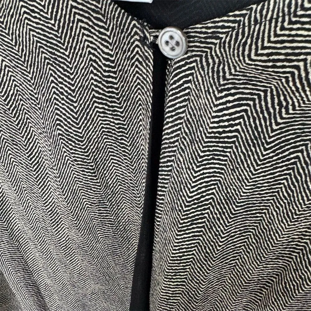 DUE per DUE Women's Plus Size 20 Brown Herringbone Silk Blouse - Image 5