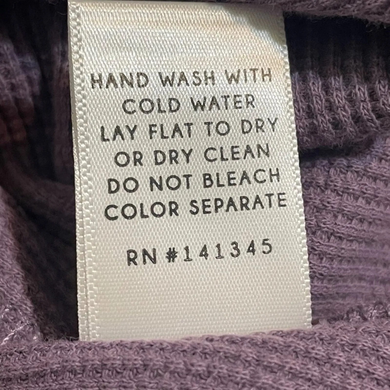 Daydreamer · Small · Lavender Waffle Knit Notch Neck Thermal Top Long Sleeve New - Image 11