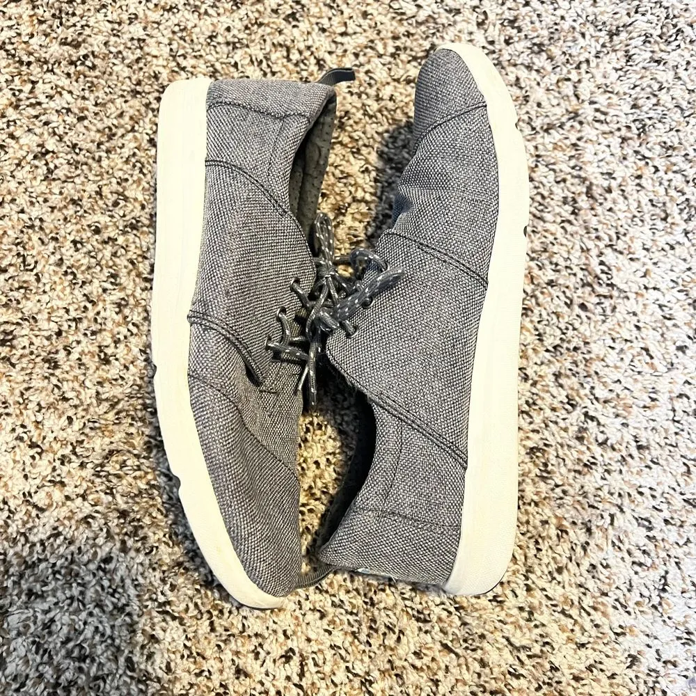 TOMS Gray Canvas Casual Lace-Up Sneakers Comfort‎ Walking Shoes - Image 3