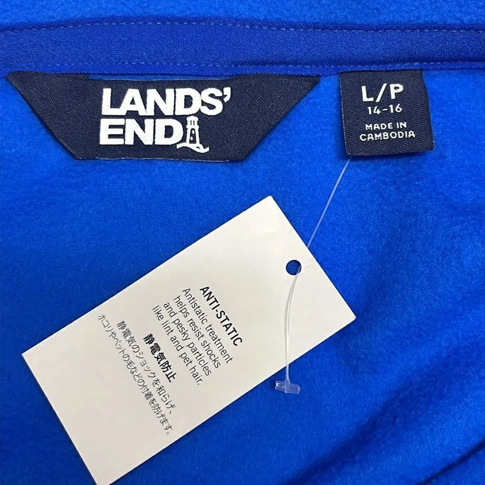 Land’s End Royal Blue 1/4 Zip Long Sleeve Mock Neck Fleece Pullover-Lrg/P 14-16 - Image 12