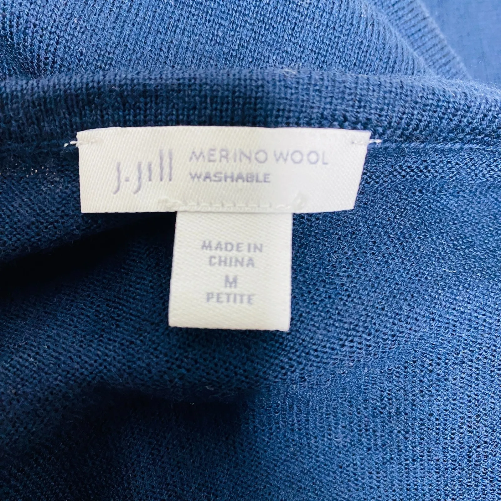 J Jill Talia Merino Wool Navy Blue Tunic Pullover Knit Sweater Soft Warm Sz MP - Image 6