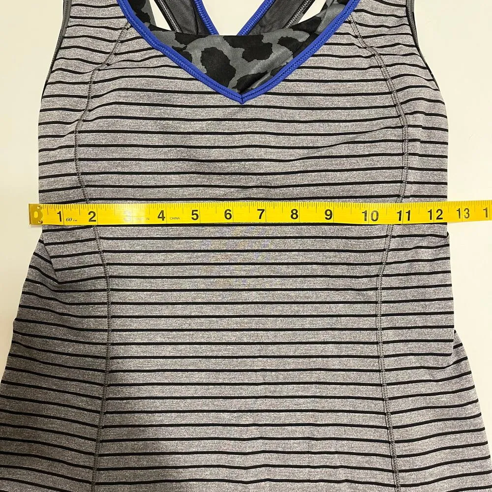 Lululemon Super Sport Tank Gray Black Blue Size 6 Luxtreme Built In‎ Sports Bra - Image 12