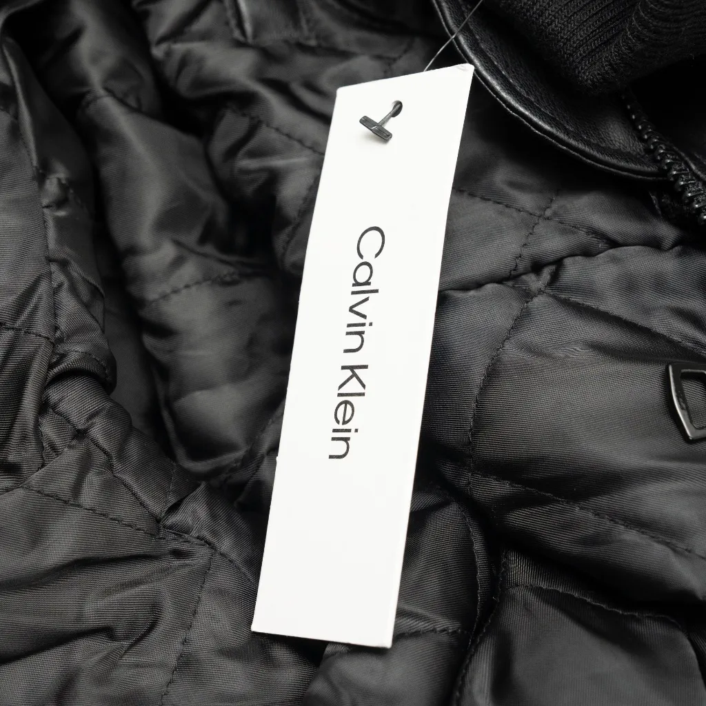 Calvin Klein - Faux-Fur-Collar Faux-Leather Bomber Coat - Image 8