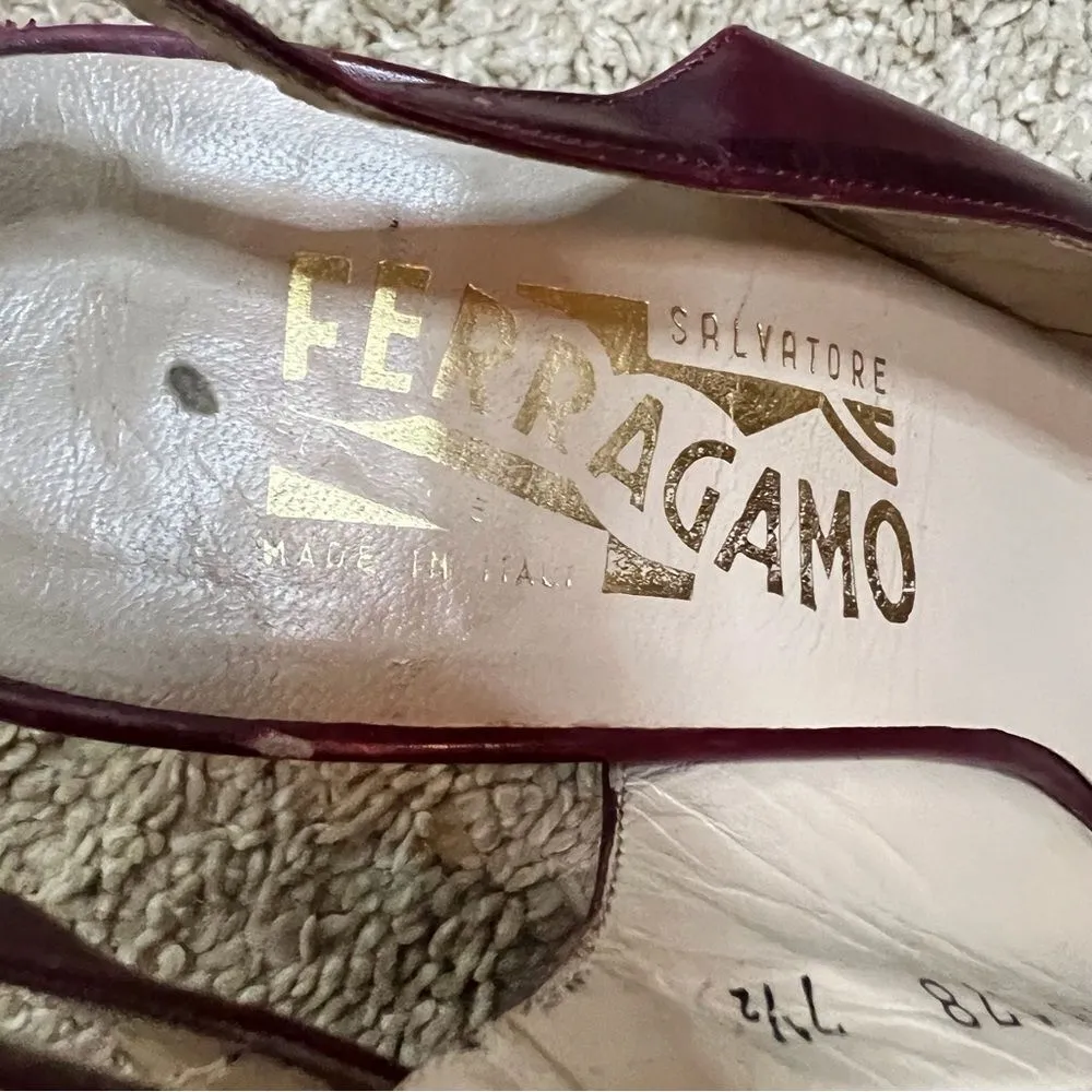Salvatore Ferragamo Vintage Womens Kitten Heel Strappy Heel Size 7.5‎ Flawed - Image 9