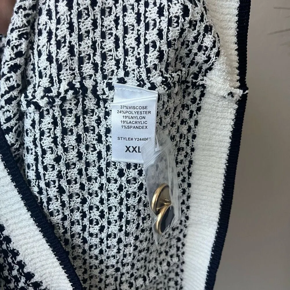 NEW Tuckernuck Pomander Place Dress‎ Navy Stripe Knit Bardot Mini Dress Size XXL - Image 8