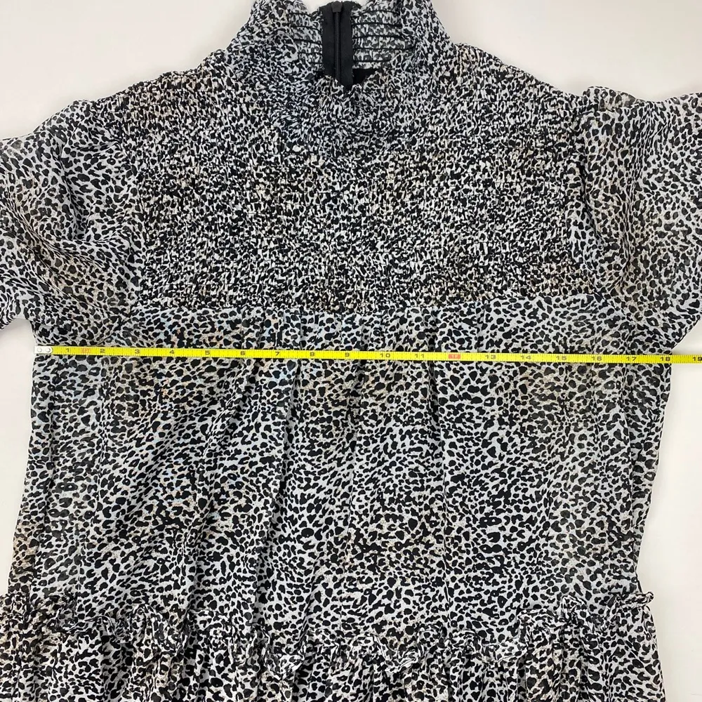 Just Taylor Animal Print Tiered Ruffle Accent Dress Size M Black Size M - Image 9