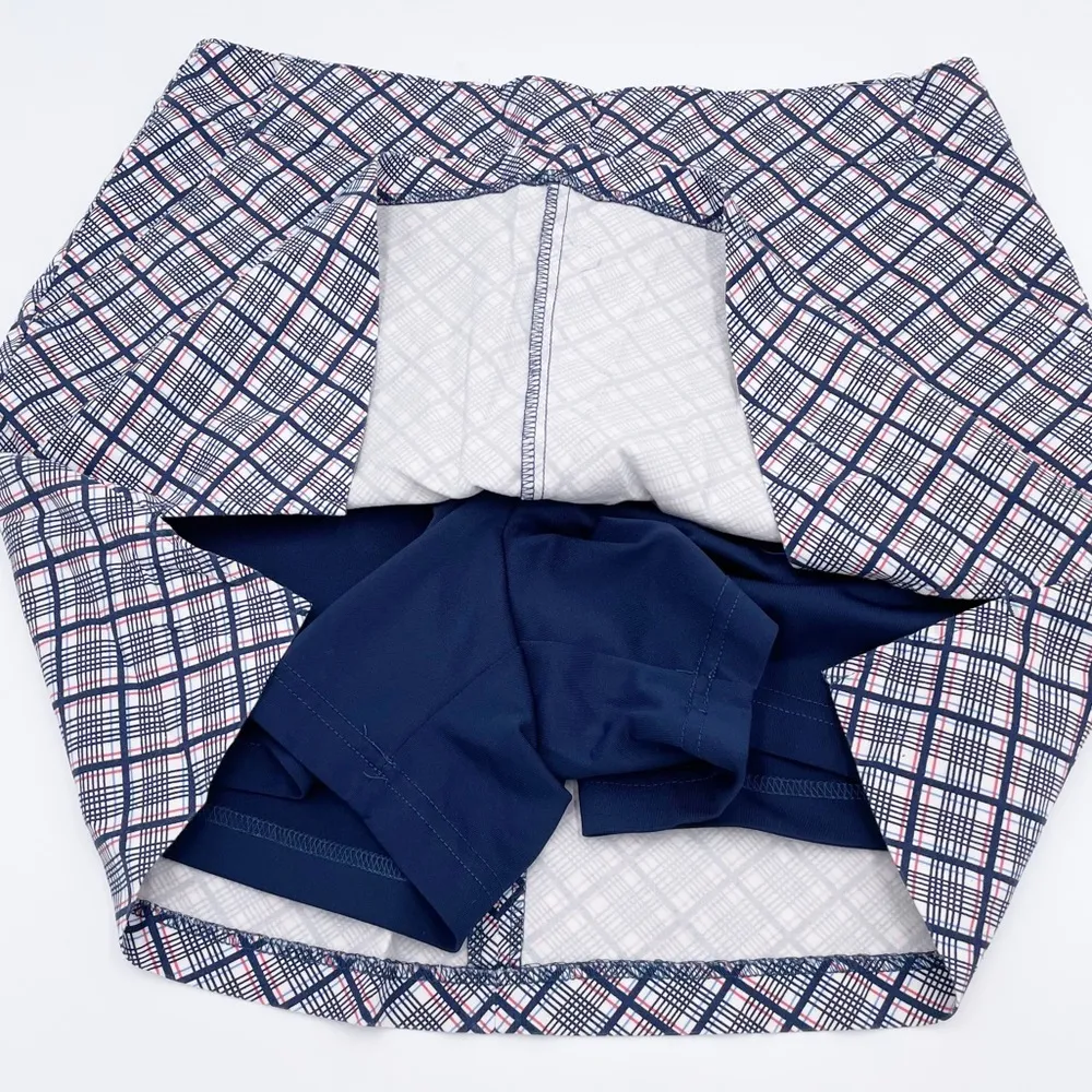 Lady Hagen Golf Skort Athletic Skirt with Shorts Red White Blue Plaid Size 6 - Image 3