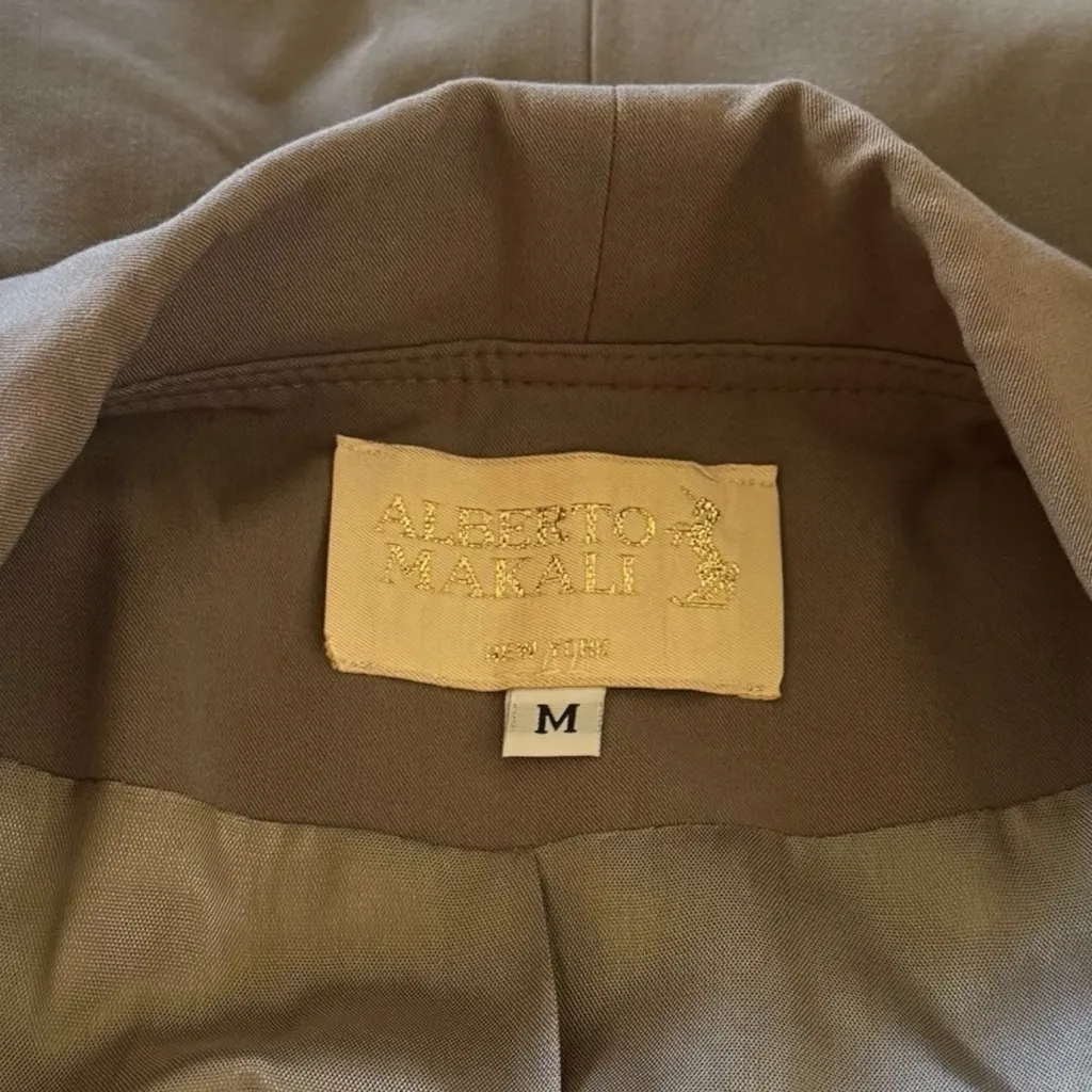 Alberto Makali‎ Elegant Tan Open Front Drape Blazer Office Siren Careerwear M - Image 7