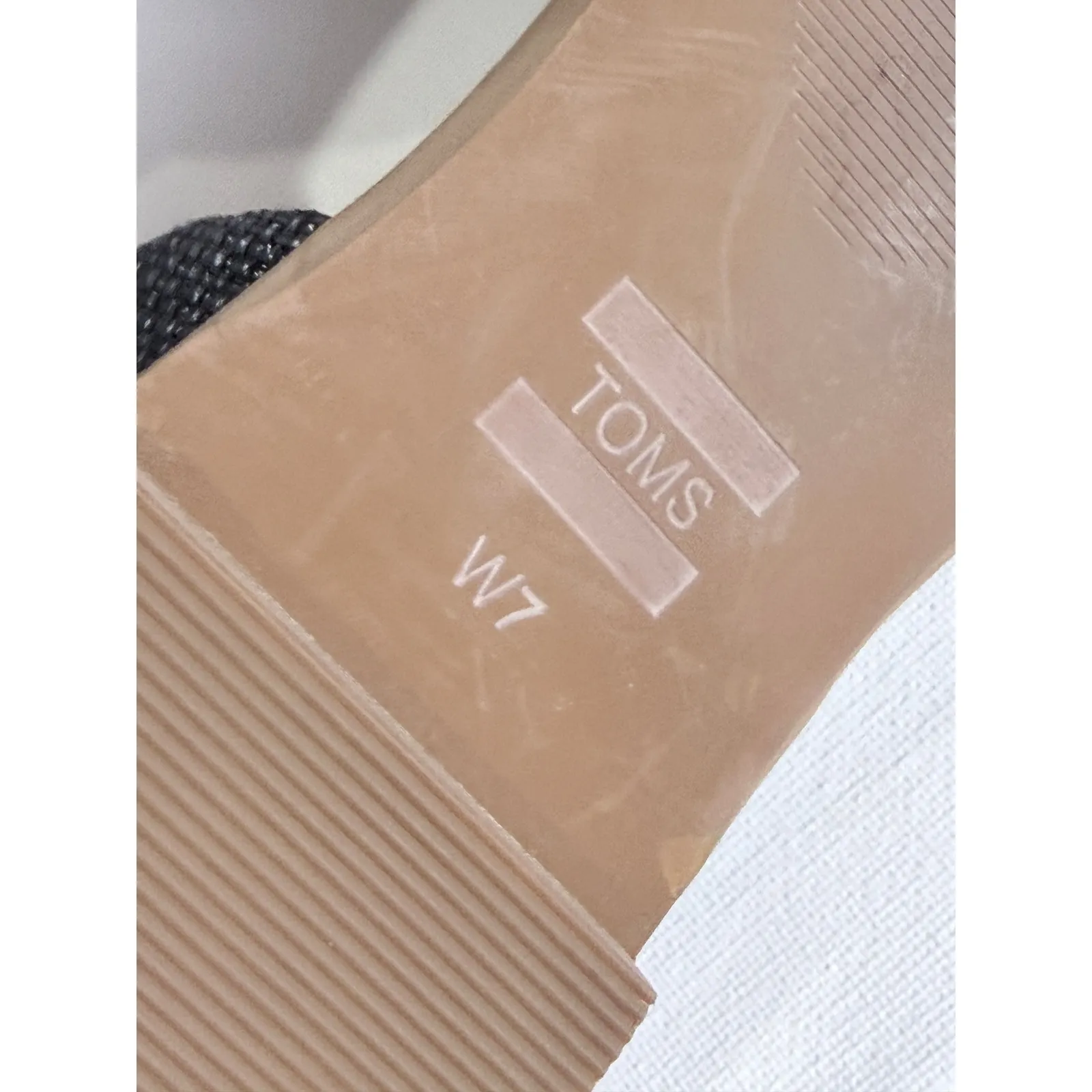 TOMS Women's Black Leather Pointed Toe Fabric Accent D'Orsay Flats Shoes W7 - Image 3