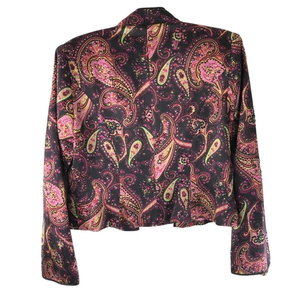 JS Collections Womens Silk Jacket Pink Paisley Lined Toggle Buttons Y2K 10P - Image 2