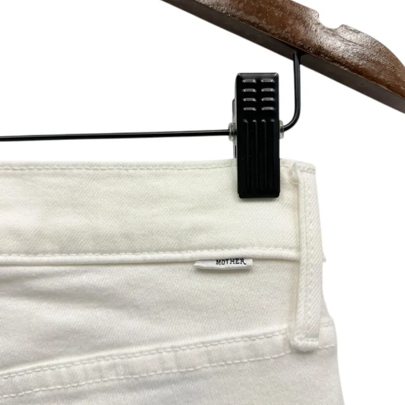 MOTHER Mid Rise Dazzler Ankle Fray Jeans in Fairest/White size 27 White - Image 3