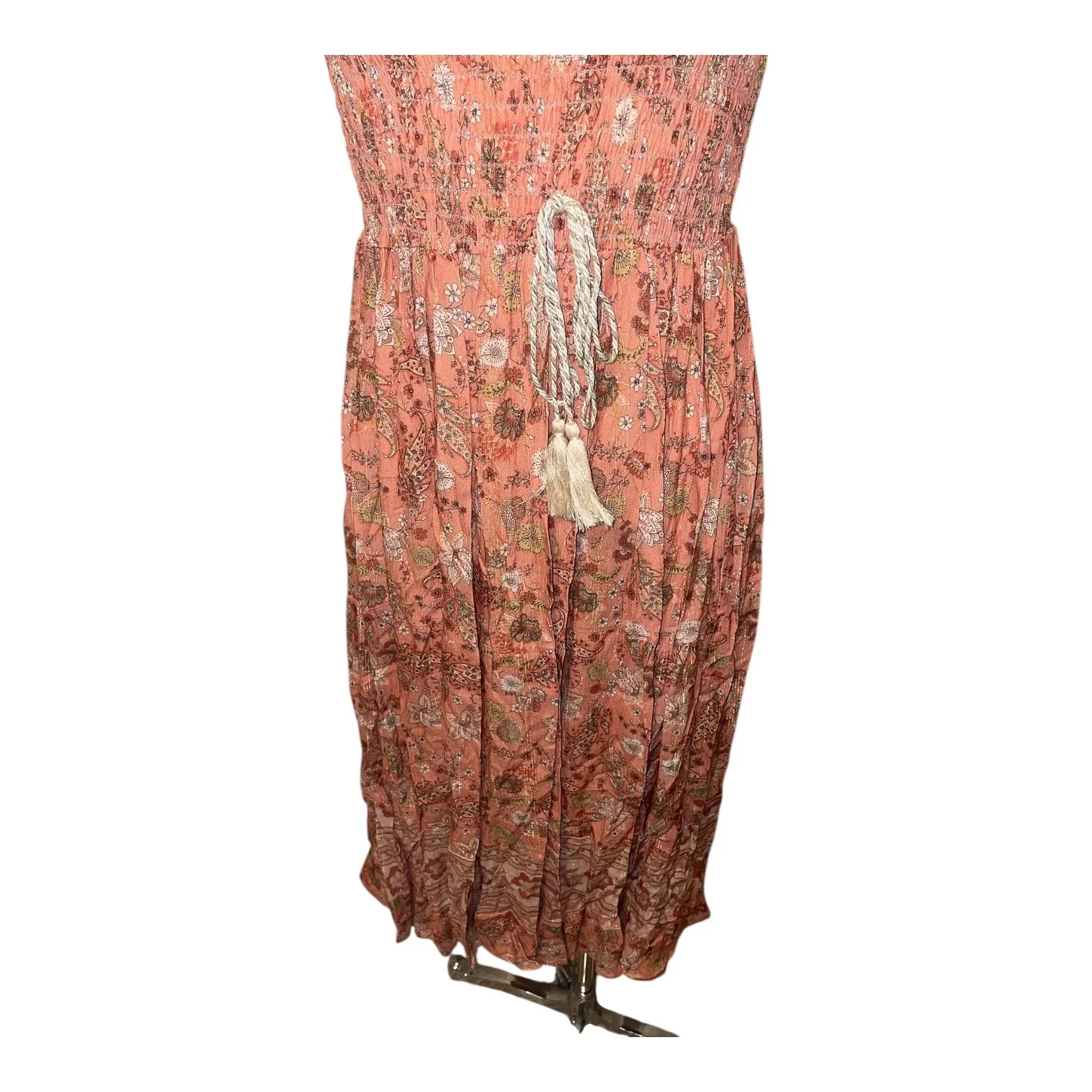 Scandal Italy Mona Boho Smocked Floral Midi Dress Made in Italy Size M Size M - Image 5