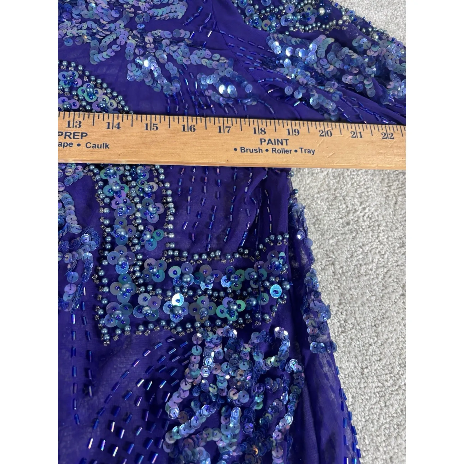 carlei lei sheer hand‎ beaded vintage blouses scallop hem purple size 10 - Image 12