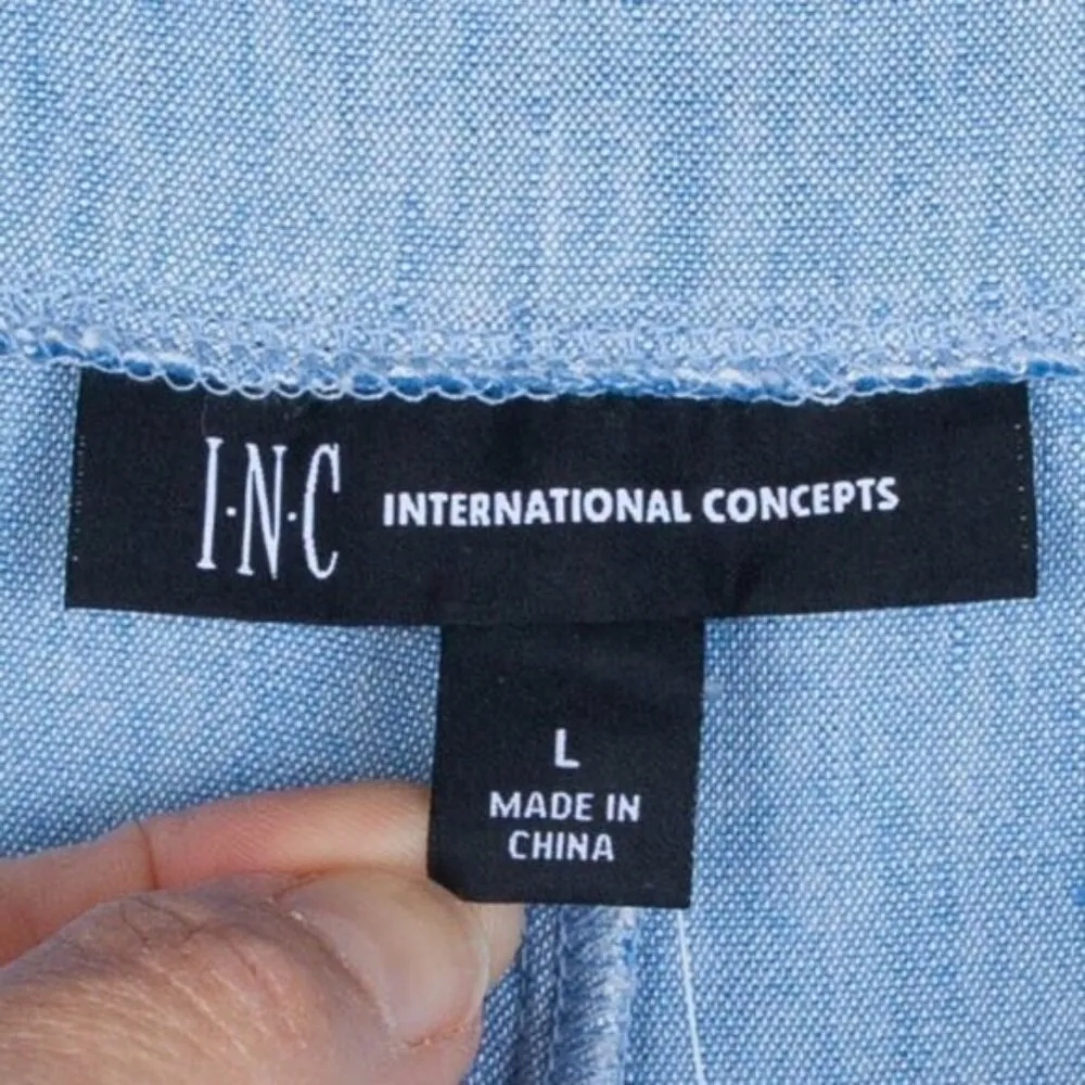 NWT INC International Concepts Womens Linen Blend Paper Bag Shorts Size L Casual Blue Size L - Image 5